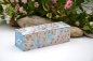 Preview: Dreiecks-Klappschachtel ca. 19,0x6,3x6,3cm (Size S) | Einband Japanpapier Chiyogami Kirschblüten floral | hellblau rosa | Art. Nr. 97040509